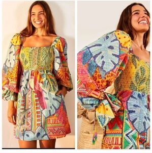 Farm Rio Summer Smocked Minidress